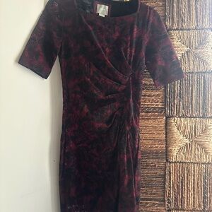 Maeve Dark Red and Black Midi Dress